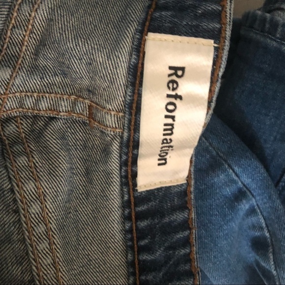 Reformation Distressed Mid Rise Slim Jeans Celtic Wash - Picture 14 of 14